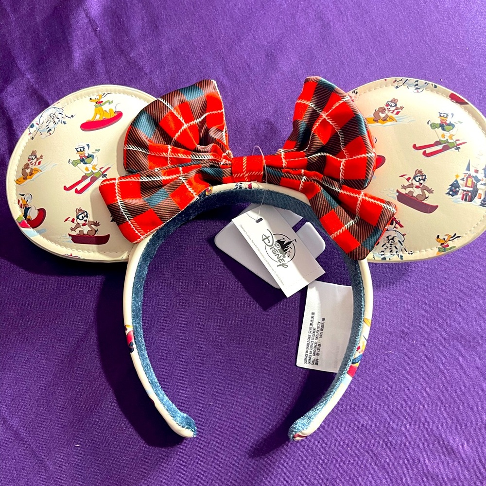 2021 Walt Disney Parks Christmas Holiday Mickey Minnie Ears Headband AOP NEW